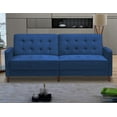 thumbnail image 2 of Velvet Upholstered Tufted Sleeper Sofa Bed, 78", Deep Blue Mid Century Modern Tufted Fabric Sofa Living Room Sofa, 2 of 7