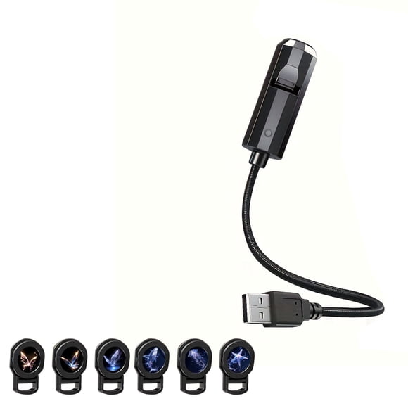 COM1950s USB Night Light Projection Lamp, Portable Ambient Light with 6 Slide Films for Bedroom Decor, Kids Gift Idea
