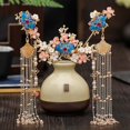 thumbnail image 4 of Tiara china con palo para el pelo largo, accesorios para el pelo de mujer, horquillas de flores de cristal y perlas, juego de joyas para el pelo Hanfu hecho a mano, 4 of 5