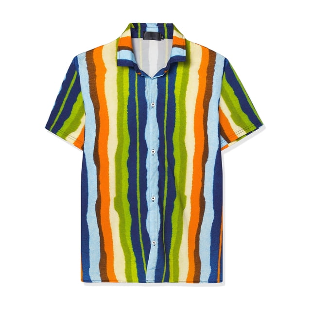 Camisa hawaiana manga corta botones Verde azul T M