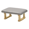 thumbnail image 4 of Reposapiés pequeño, taburete otomano acolchado, taburete rectangular antideslizante moderno con patas de madera para puerta de vestidor Gris claro, 4 of 9