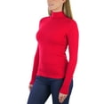 thumbnail image 3 of ToBeInStyle Women's Soft Cotton Long Sleeve Turtleneck Sweatshirt - Deep Red - 3X, 3 of 7