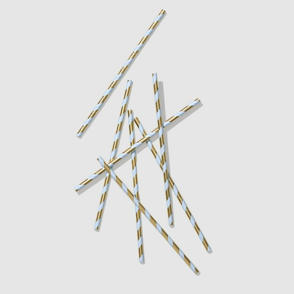 Blue and Gold Paper Straws (25 per pack)