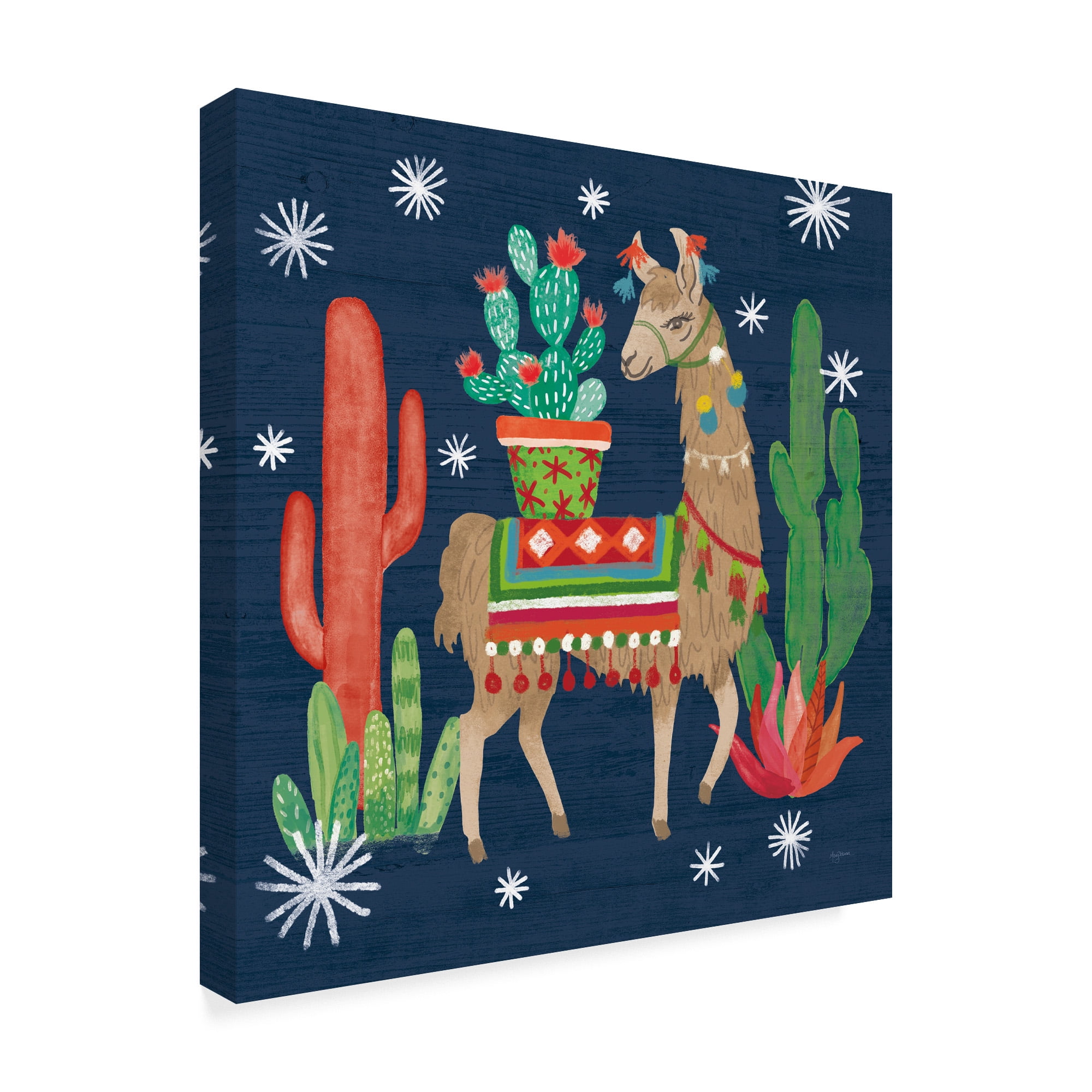 Trademark Fine Art 'Lovely Llamas III Christmas' Canvas Art by Mary Urban