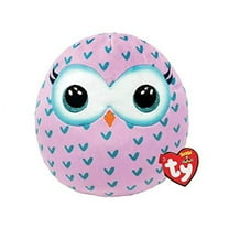 TY Squish-A-Boos Plush - WINKS the Owl (Medium Size - 14 inch)