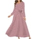 thumbnail image 1 of Vestido regular de manga larga con cuello en V y cinturón con estampado de lunares sexy para mujer a la moda Fridja  yut4328, 1 of 5