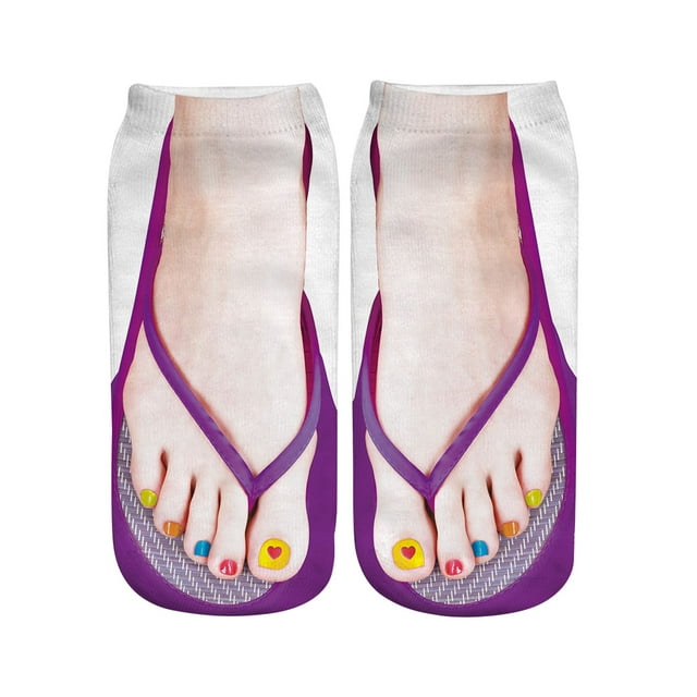 Breezora 3D Manicure Print Socks For Women With Hidden Design Running Socks Funny Patterns Personalized Comfort L Size Wine