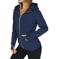 thumbnail image 2 of Sudaderas con Capucha y Cremallera para Mujer, Chaquetas de Forro , Sudaderas de Gran Tamaño, Conjuntos de Moda de Otoño, Suéteres, Ropa de Invierno. Azul Marino XL, 2 of 9