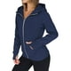 thumbnail image 2 of Sudaderas con Capucha y Cremallera para Mujer, Chaquetas de Forro , Sudaderas de Gran Tamaño, Conjuntos de Moda de Otoño, Suéteres, Ropa de Invierno. Azul Marino S, 2 of 9