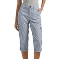 thumbnail image 2 of Dwellite Capri Pants for Women Casual Summer Spring Stretch Straight Leg Cargo Capris with Pockets Cropped Trouser Light Blue S, 2 of 7