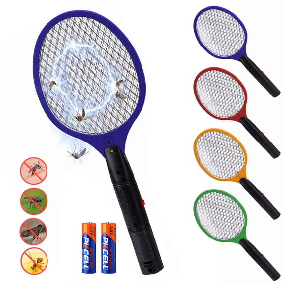 Gustave Electric Racket Fly Swatter Mosquito Bug Zapper Wasp Insect Killer Outdoor/Indoor Pest Control with 2 AA Batteries, Blue
