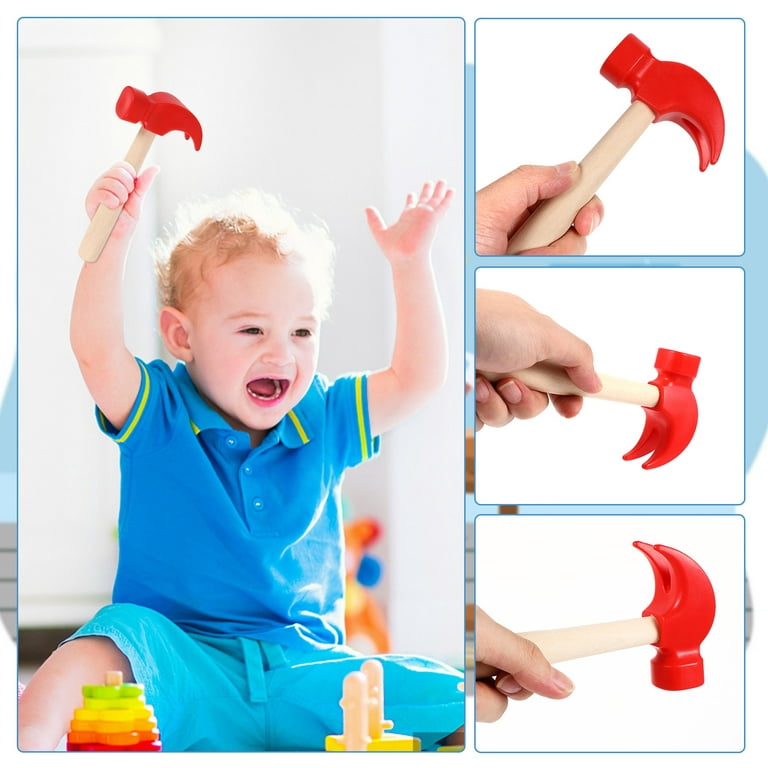 TODDMOMY 2pcs Children Wood-handled Hammer Tools Toys Simulation