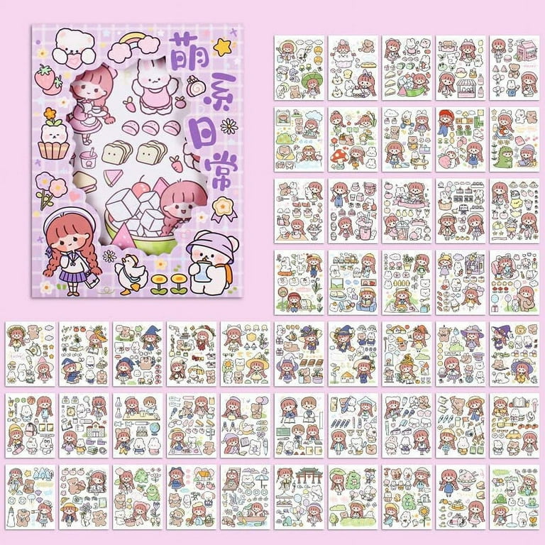 DanceeMangoos 50 Sheets Kawaii Washi Stickers, Cute Cartoon Printed  Adhesive Label Decorative Sticker for Scrapbooking Diary Journaling Planner  DIY Craft 