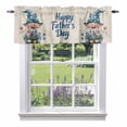 thumbnail image 2 of Father's Day Window Valance for Kitchen, Gnome Hold Blue Red Flowers Rod Pocket Short Curtain for Small Windows, Light Filtering Decorative Valance, 60 x 14 Inch, 1 Panel, 2 of 9
