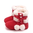 thumbnail image 1 of OULII 1 Pair Baby Prewalkers Red Cotton Warm Bowknot Design For Infants During Winter, 1 of 8