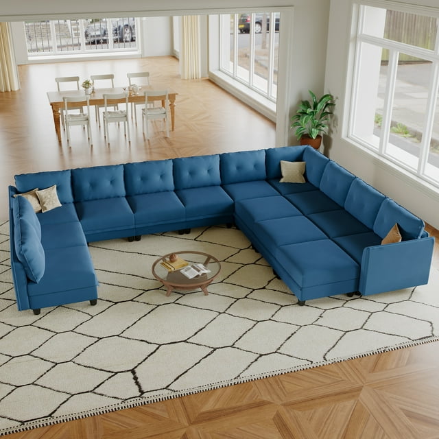 LLappuil Canapé Sectionnel Modulaire, Canapé Sectionnel Modulaire Surdimensionné 14 Places avec Rangement, Canapé en Velours Imperméable et Anti-Rayures pour Salon