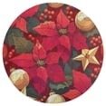 thumbnail image 3 of Christmas Poinsettia Red Flower Round Carpet Circle Rug Outdoor Patio Area Rug Washable Large Area Rugs Hallway Room Decor Fitness Mats, 3 of 8