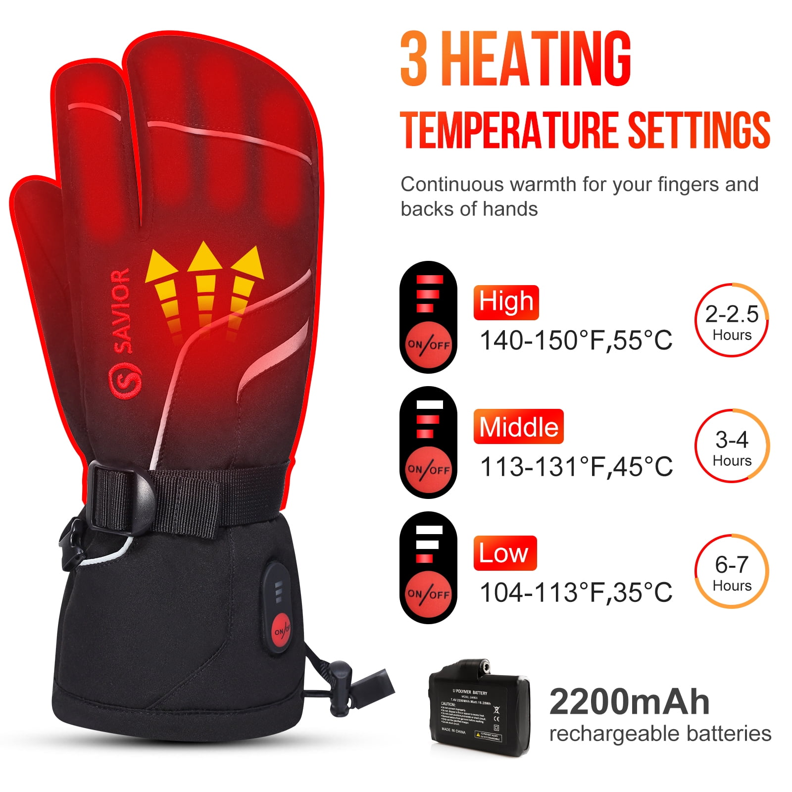 Snow Deer Heated Gloves, Unisex Rechargeable Battery-Powered Thermal Electric Gloves for Winter Outdoor Activities
