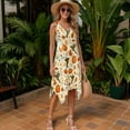 thumbnail image 3 of FUIALDOLG Fall Maple Leaf Summer Dress for Women Lady Pumpkin Hummingbirds Dress Casual Tiered Sundresses with Pockets Happy Thanksgiving Holiday Party Dresses,3XL, 3 of 7