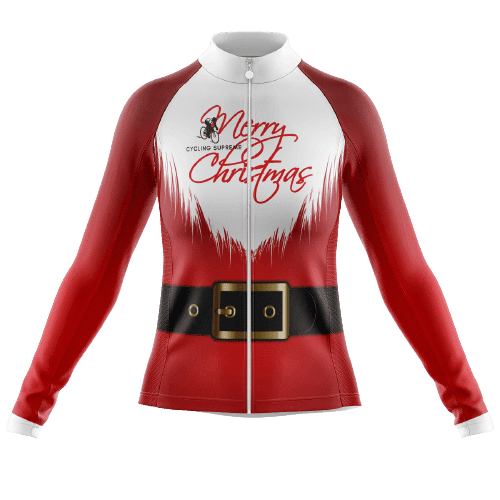 Maillot de Cyclisme à Manches Longues Costume de Père Noël Femmes - 3TG