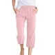 thumbnail image 1 of Pantalones de cintura alta y pierna ancha con cordón para mujer - Pantalones rectos elásticos de poliéster con bolsillos, 1 of 5