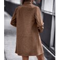 thumbnail image 2 of NAYTOAO Women Stand Collar Mid Length Open Coat with Zipper Pockets, 2 of 6