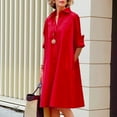 thumbnail image 2 of Kureaily Women Spring Summer Casual Solid Color Lapel Button Long Shirt Dress, 2 of 5