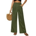 thumbnail image 2 of JJHGVB Long Trousers Summer Outfit Sweat Wear cream pants Wide Leg Palazzo Pull-On Pant Casual Pants palazzo pants Straight Leg Trousers Elastic Waist Drawstring Lounge Trousers Army Green L, 2 of 9