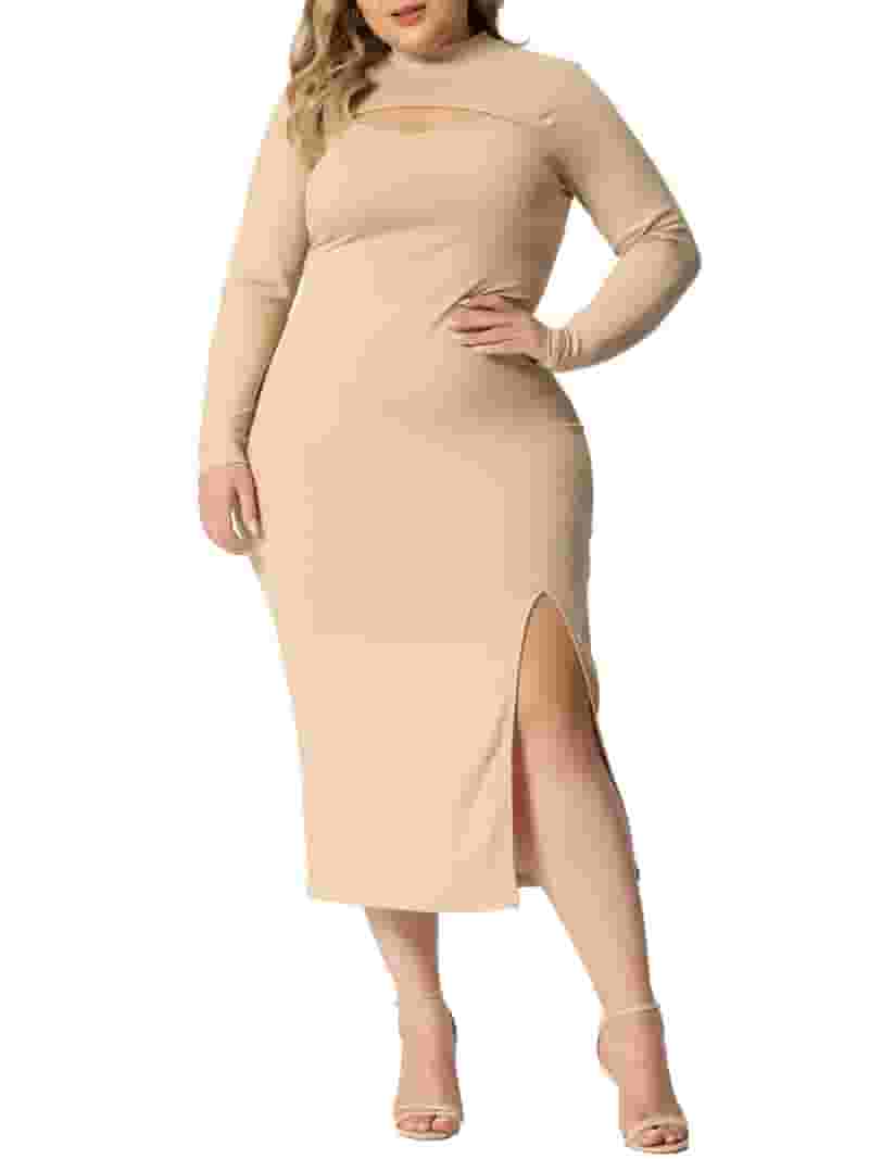 Knitting Slim Knee Length Pure Color Sleeveless Bodycon Dress Knitting Slim Knee Length Pure Color Sleeveless Bodycon Dress