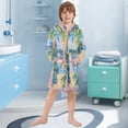 thumbnail image 5 of FORMRS Niños Bathrobe Unisex Hooded Robe Soft Plush Pajamas Sleepwear, Size 10-12T, Blue Seaside, 5 of 7