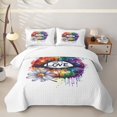 thumbnail image 2 of Manfei Cartoon Rainbow Twin Quilt Set, Rustic Groovy Daisy Twin Coverlet Set, White Blue, 2pcs, 1 Bedspread and 1 Pillowcase, 2 of 7
