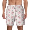 thumbnail image 2 of Picia Floral Strawberr pattern Mens Swim Trunks with Compression Liner Stretch Beach Shorts Quick Dry with Zipper Pockets No-Chafing Board Shorts-, 2 of 9
