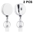 thumbnail image 1 of Carrete de llave autorretráctil, cuerpo de metal resistente, cordón de acero, llavero con mosquetón con clip para cinturón, soporte para llaves y herramientas, 2 uds., 1 of 8