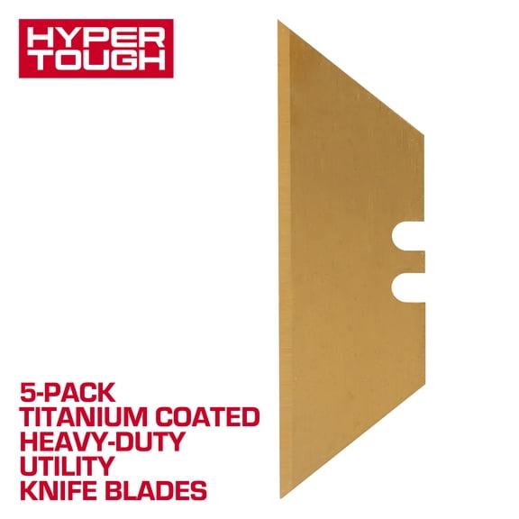 Hyper Tough Titanium Coated Heavy-Duty Utility Knife Blades, 5 Pack