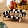 thumbnail image 3 of Cat Couch Bed, Pet Sofa for Indoor Cats Wooden Indoor Elevated Cat Beds with Removable Mattress Cover Suitable for Kitty, Puppy or Small Animal (Chessboard, Medium), 3 of 18