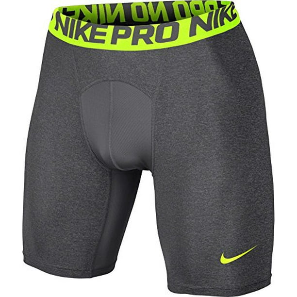 Nike Pro Combat Men's 6&quot; Shorts Underwear (Small, CARBON HEATHER/VOLT/VOLT) Walmart.com