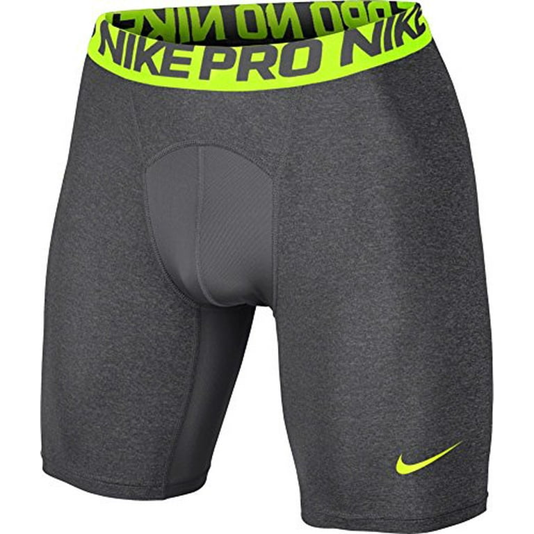 Nike Pro Combat Men's 6" Compression Shorts Underwear (Small, CARBON  HEATHER/VOLT/VOLT) 