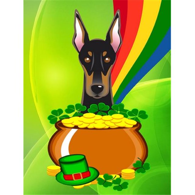 Doberman St. Patricks Jour Toile Maison Drapeau