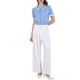 thumbnail image 2 of INSPIRAR CHIC Blusa Vintage de Punto con Cuello de Solapa y Mangas Abullonadas para Mujeres L Azul, 2 of 5