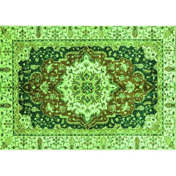 Ahgly Company Indoor Rectangle Abstract Green Modern Area Rugs, 7' x 9'