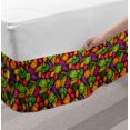 thumbnail image 2 of Vegetables Bed Skirt, Cartoon Style Seasonal Food Pattern with Broccoli Corn Lettuce Radish, Elastic Bedskirt Dust Ruffle Wrap Around for Bedding Decor, 4 Sizes, Chocolate Multicolor, by Ambesonne, 2 of 2