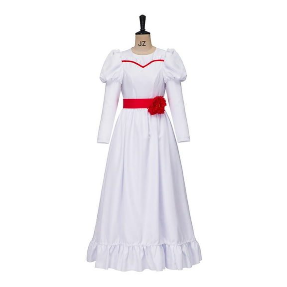 Women's Annabelle Inspired White Dress Vintage Doll Aesthetic Long Gown