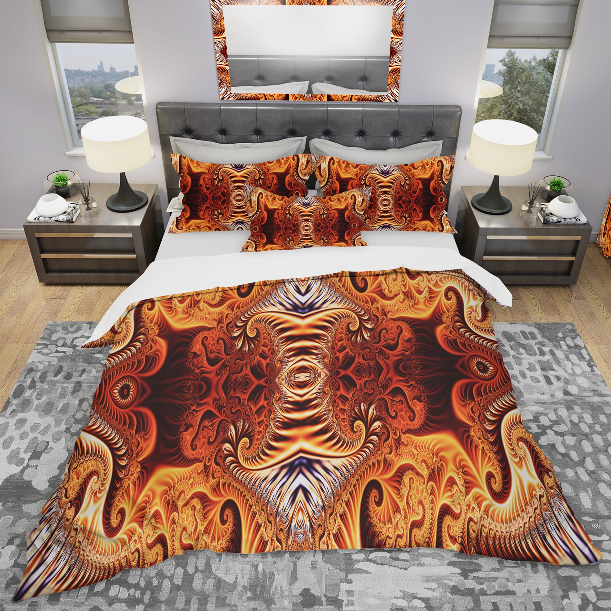 Designart 'Gold and Silver Reflection' Modern & Contemporary Duvet Cover Set