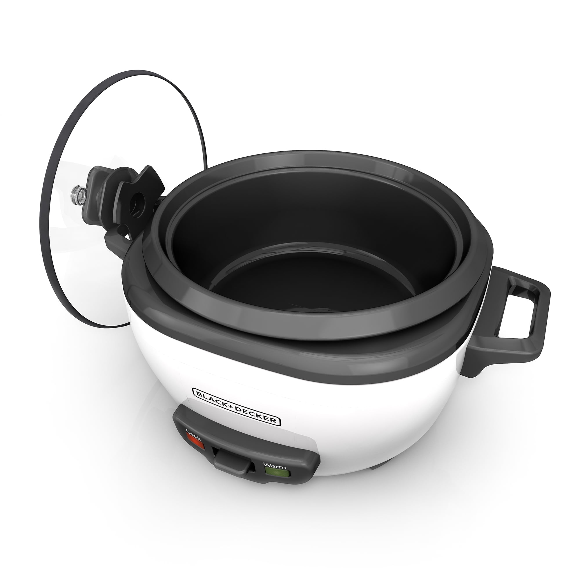 BLACK+DECKER 6-Cup Rice Cooker with Steaming Basket, White
