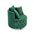 thumbnail image 5 of Swivel Accent Barrel Chair Velvet Upholstered Club Chair with Movable Wheels and 3 Pillows, Modern Oversized Round Lounge Single Sofa for Living Room Bedroom Hotel Office, Green, 5 of 9