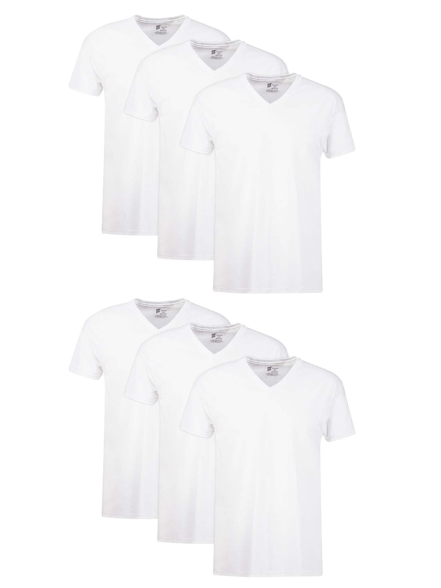 Hanes Men's Value Pack White V-Neck Undershirts, 6 Pack