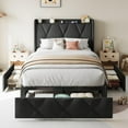 thumbnail image 6 of iPormis Twin Size Bed Frame with Charging Station , Upholstered Bed with 4 Storage Drawers, Dark Grey, 6 of 8