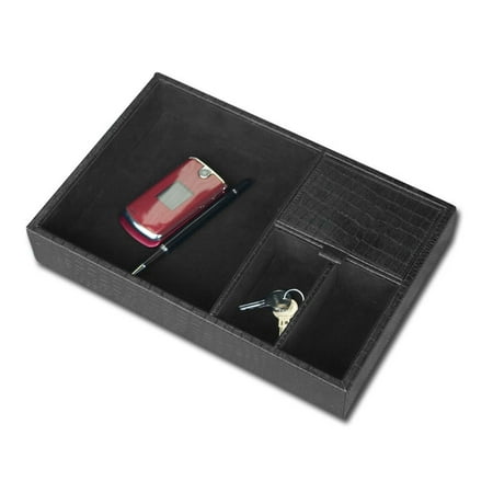 Black Crocodile Embossed Standard Valet Tray