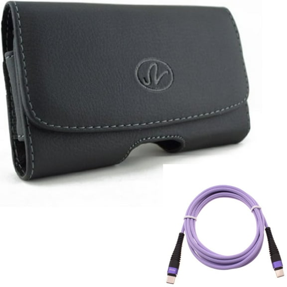 Case Belt Clip w Purple 6ft PD Cable for Samsung Galaxy S20 Fan Edition - Leather Swivel Holster Loops, Type-C to USB-C Long Charger Cord Power Wire fits Galaxy S20 FE (Fan Edition)
