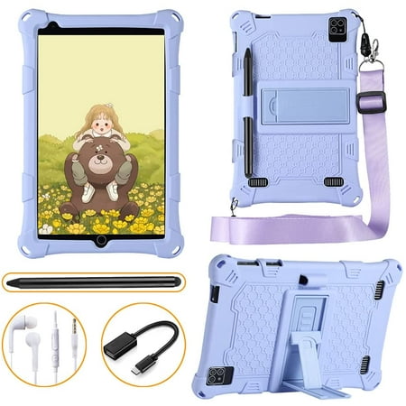 8 inch Kids Tablet pre-installed learning Apps and games,Smart Tablet PC with 1280 x 800 IPS HD Display, 2G & 32G Storage, Android 10.0 Triple Camera, WiFi & Bluetooth & FM (Purple)